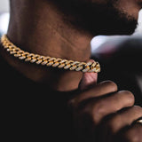 12mm Iced Out Cuban Link Choker CZ Diamond Chain (14k Gold)-Chain--Capital Bling