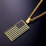 14k Yellow or White Gold American Flag Pendant Necklace-Pendant--Capital Bling