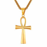 Yellow Gold Egyptian Ankh Cross Necklace-Pendant--Capital Bling