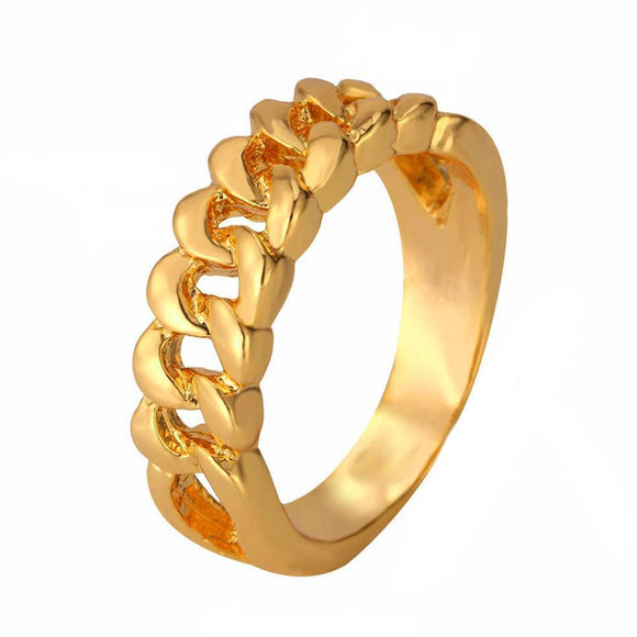 14k Gold Cuban Link Chain Ring-Ring--Capital Bling