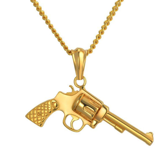 18k Gold Revolver Pendant with Chain-Pendant--Capital Bling