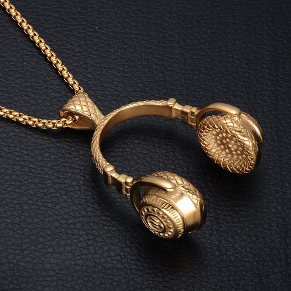 14k Gold Headphone Pendant (With Chain)