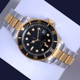 14k Gold & Stainless Steel Submariner Style Watch-Watches--Capital Bling