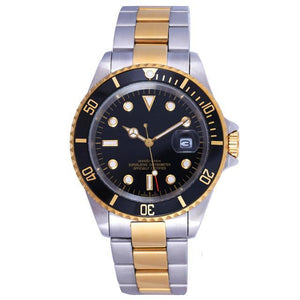 14k Gold & Stainless Steel Submariner Style Watch-Watches--Capital Bling