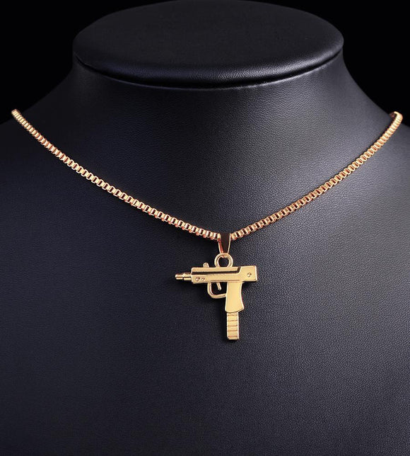18k Gold Uzi Pendant
