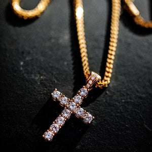 14k Diamond Cross Necklace-Pendant--Capital Bling