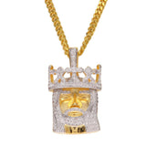 14k Yellow Gold King Jesus Piece Necklace (With Chain)-Pendant--Capital Bling
