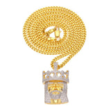 14k Yellow Gold King Jesus Piece Necklace (With Chain)-Pendant--Capital Bling