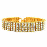 15mm Yellow Gold Four Row CZ Tennis Bracelet-Bracelets--Capital Bling