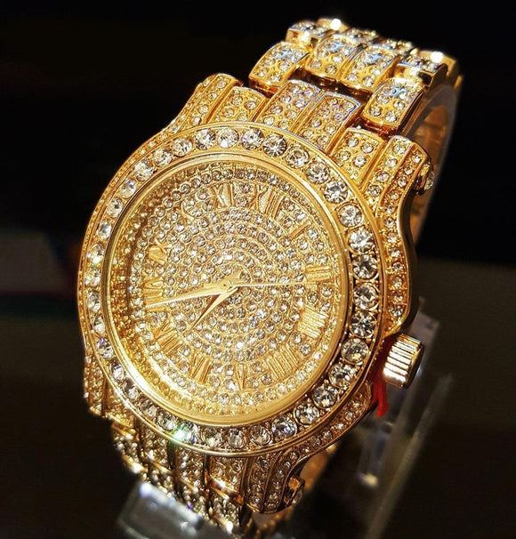18k Gold / Rose Gold / Stainless Steel Iced Out Bling Watch-Watches--Capital Bling
