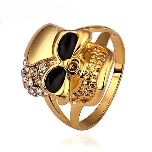 18k Gold & CZ Diamond Encrusted Skull Ring-Ring--Capital Bling