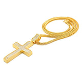 18k Gold Iced Out Cross with Franco Chain-Pendant--Capital Bling