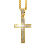 18k Gold Iced Out Cross with Franco Chain-Pendant--Capital Bling