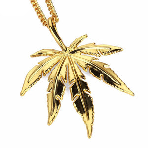 18k Gold Pot Leaf Pendant (With Chain)-Pendant--Capital Bling