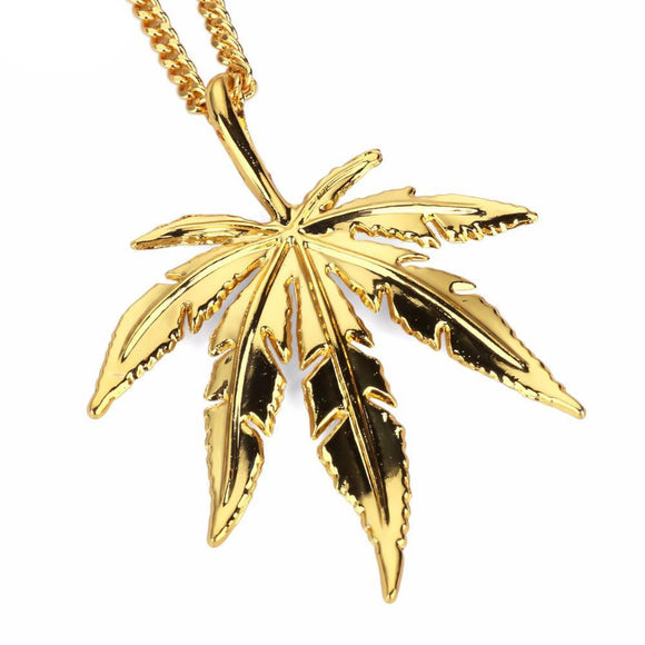 18k Gold Pot Leaf Pendant (With Chain)-Pendant--Capital Bling