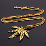 18k Gold Pot Leaf Pendant (With Chain)-Pendant--Capital Bling