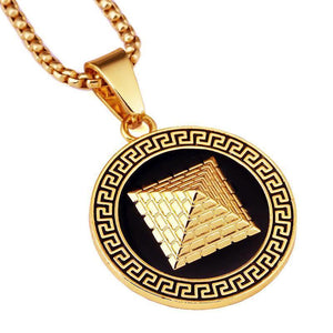 Gold Pyramid Pendant with Chain-Pendant--Capital Bling