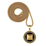 Gold Pyramid Pendant with Chain-Pendant--Capital Bling