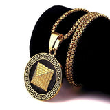 Gold Pyramid Pendant with Chain-Pendant--Capital Bling
