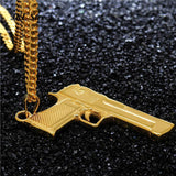 18k Pistol Gun Pendant (with chain)-Pendant--Capital Bling
