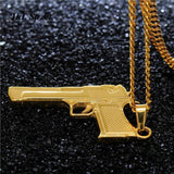 18k Pistol Gun Pendant (with chain)-Pendant--Capital Bling