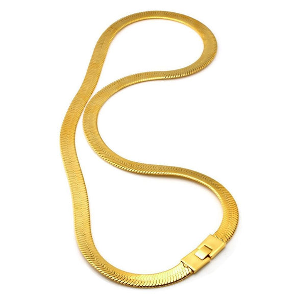 12mm Yellow Gold Herringbone Chain 24 Inch-Chain--Capital Bling