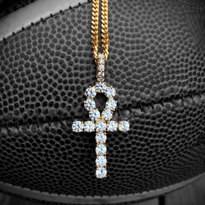 14k Gold Diamond Ankh Cross