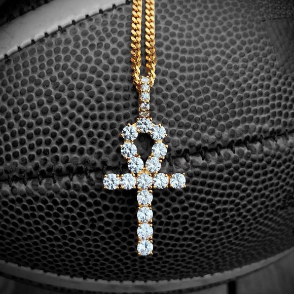 14k Gold Diamond Ankh Cross