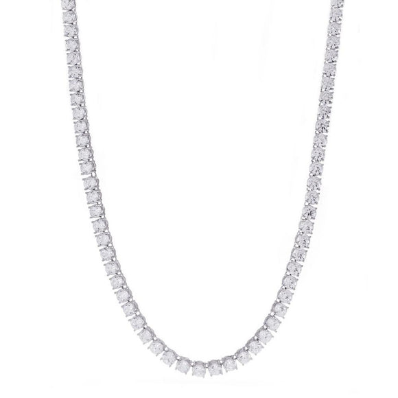 5mm White Gold Single Row CZ Tennis Chain-Chain--Capital Bling