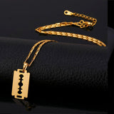 18k Gold Razor Blade Pendant (With Chain)-Pendant--Capital Bling