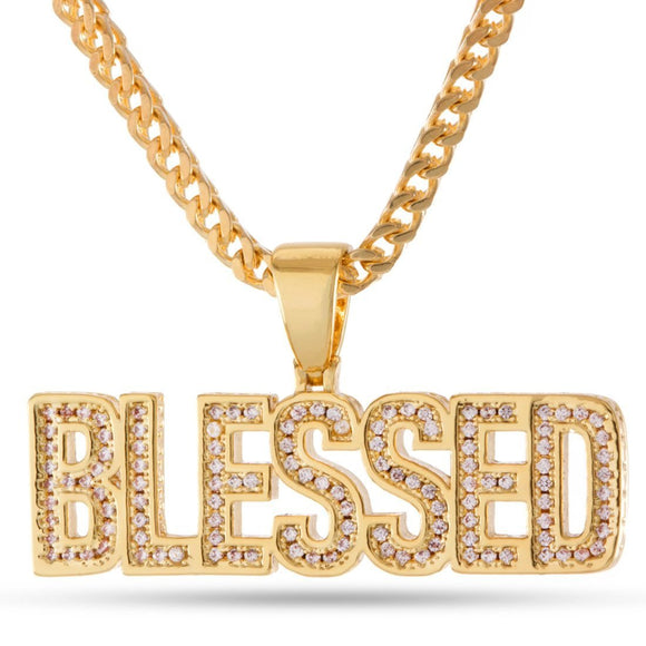 14k Gold BLESSED Pendant Necklace