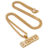 14k Gold BLESSED Pendant Necklace