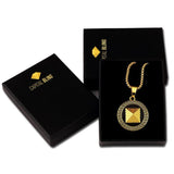 Gold Pyramid Pendant with Chain-Pendant--Capital Bling