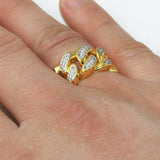 Yellow Gold Diamond Cuban Link Chain Ring-Ring--Capital Bling