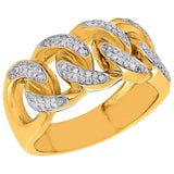 Yellow Gold Diamond Cuban Link Chain Ring-Ring--Capital Bling
