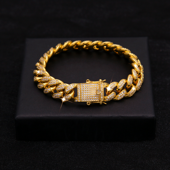 12mm Iced Out Cuban Link CZ Diamond Bracelet-Bracelets--Capital Bling