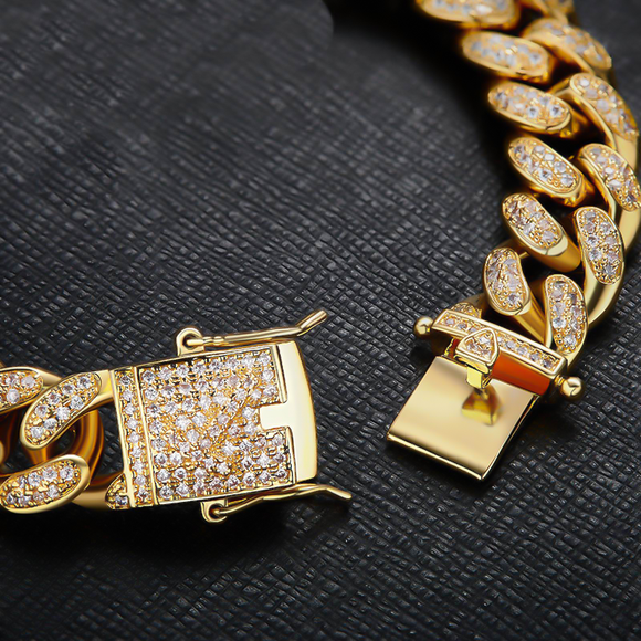15mm Iced Out Cuban Link CZ Diamond Bracelet-Bracelets--Capital Bling