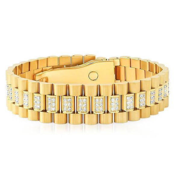 18k Gold Diamond Watch Link Bracelet