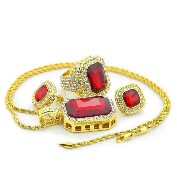 EXCLUSIVE 14k Gold Ruby Jewelry Box Set-Box Set-Red & Gold-Capital Bling