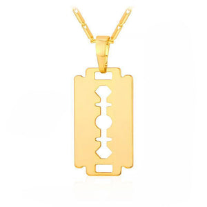 18k Gold Razor Blade Pendant (With Chain)-Pendant--Capital Bling