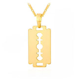 18k Gold Razor Blade Pendant (With Chain)-Pendant--Capital Bling