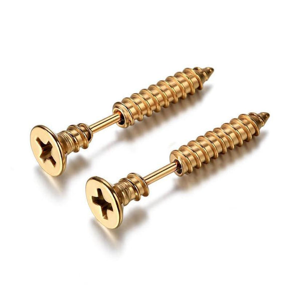 18k Gold Screw Earrings-Earrings--Capital Bling