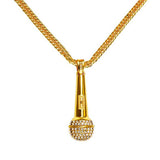 Yellow Gold Diamond Microphone Pendant-Pendant--Capital Bling