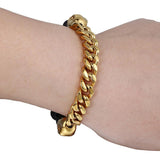 Yellow Gold Cuban & Lava Rock Skull Bracelet-Bracelets--Capital Bling