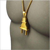 18k Gold Plug Pendant (with chain)-Pendant--Capital Bling