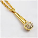 Yellow Gold Diamond Microphone Pendant-Pendant--Capital Bling