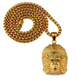 18k Gold Native American Chief Pendant (witch chain)-Pendant--Capital Bling