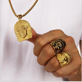 18k Gold Native American Chief Pendant (witch chain)-Pendant--Capital Bling