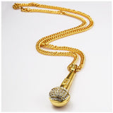 Yellow Gold Diamond Microphone Pendant-Pendant--Capital Bling