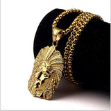 18k Gold Native American Chief Pendant (witch chain)-Pendant--Capital Bling